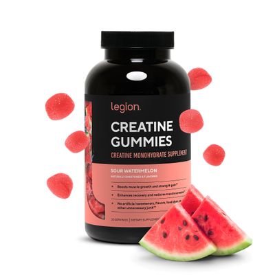 LEGION Creatine Monohydrate Gummies for Men & Women Clean Chewable Creatine Supplement for Strength, Endurance & Muscle Recovery 30 Sour Watermelon Flavor Servings No Artificial Flavors