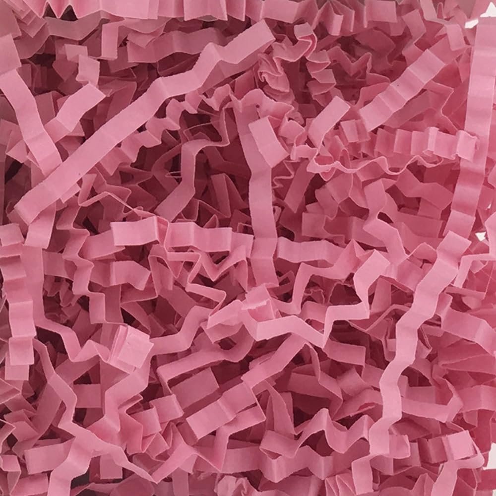 Crinkle Cut Paper Shred Filler Recyclable Gift Wrap Confetti Raffia Grass Shred Paper for Easter Baskets Filler Creative Eggs Decor50g) (Pink)