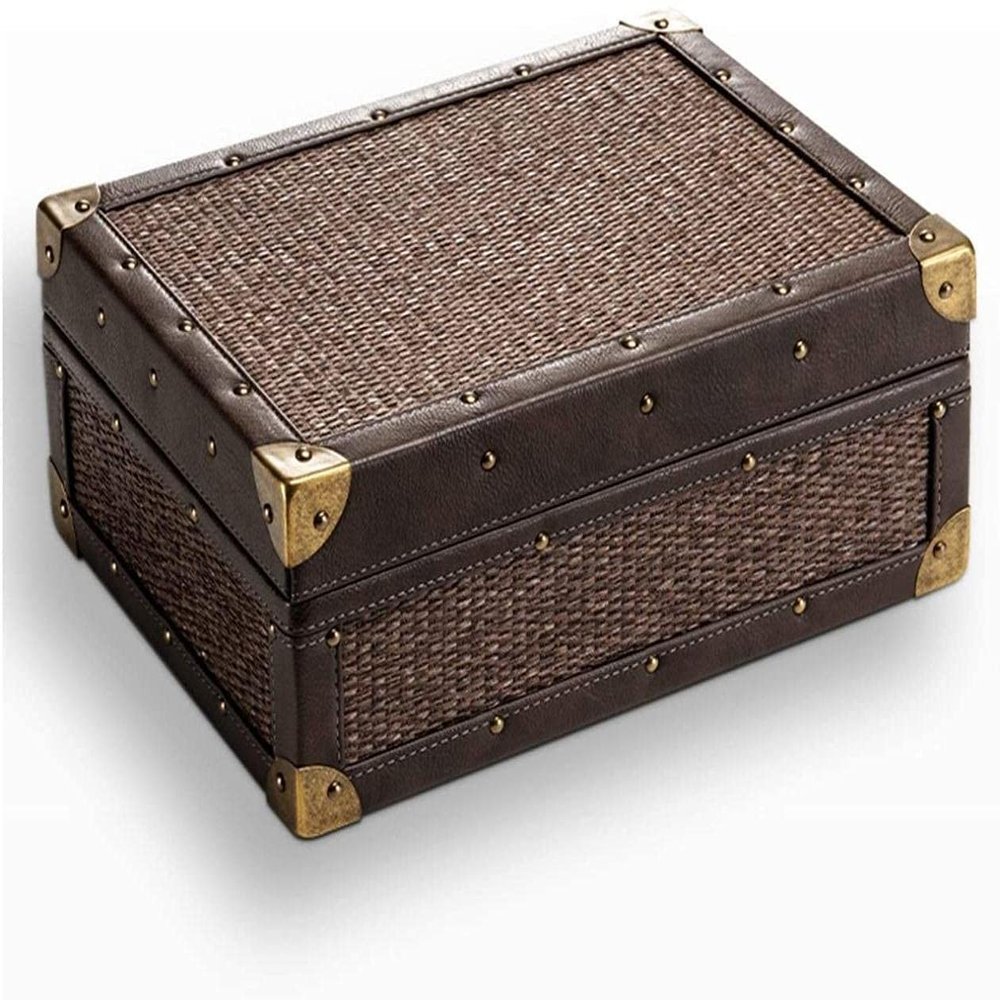 A1DFDFGOQSFG Cigar Box Humidor Cigar Humidor Box Two-Tier Four-Zone Pattern Home Cigar Box 50 Sticks Cigar Humidor Box