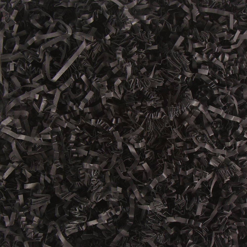 Crinkle Cut Paper Shred Filler, Raffia Paper Shredded Paper Stuffing for Gifts Wrapping Baskets Box Filling Easter Party Supply (Black)