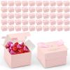 50Pcs Candy Boxes with Ribbon, Easy to Assemble Small Gift Boxes Decorative Favor Candy Boxes Wedding Favour Boxes Shows Thanks for Festival Gift Packaging Wedding Party Baby Showers 6.56.54.5cm view 1