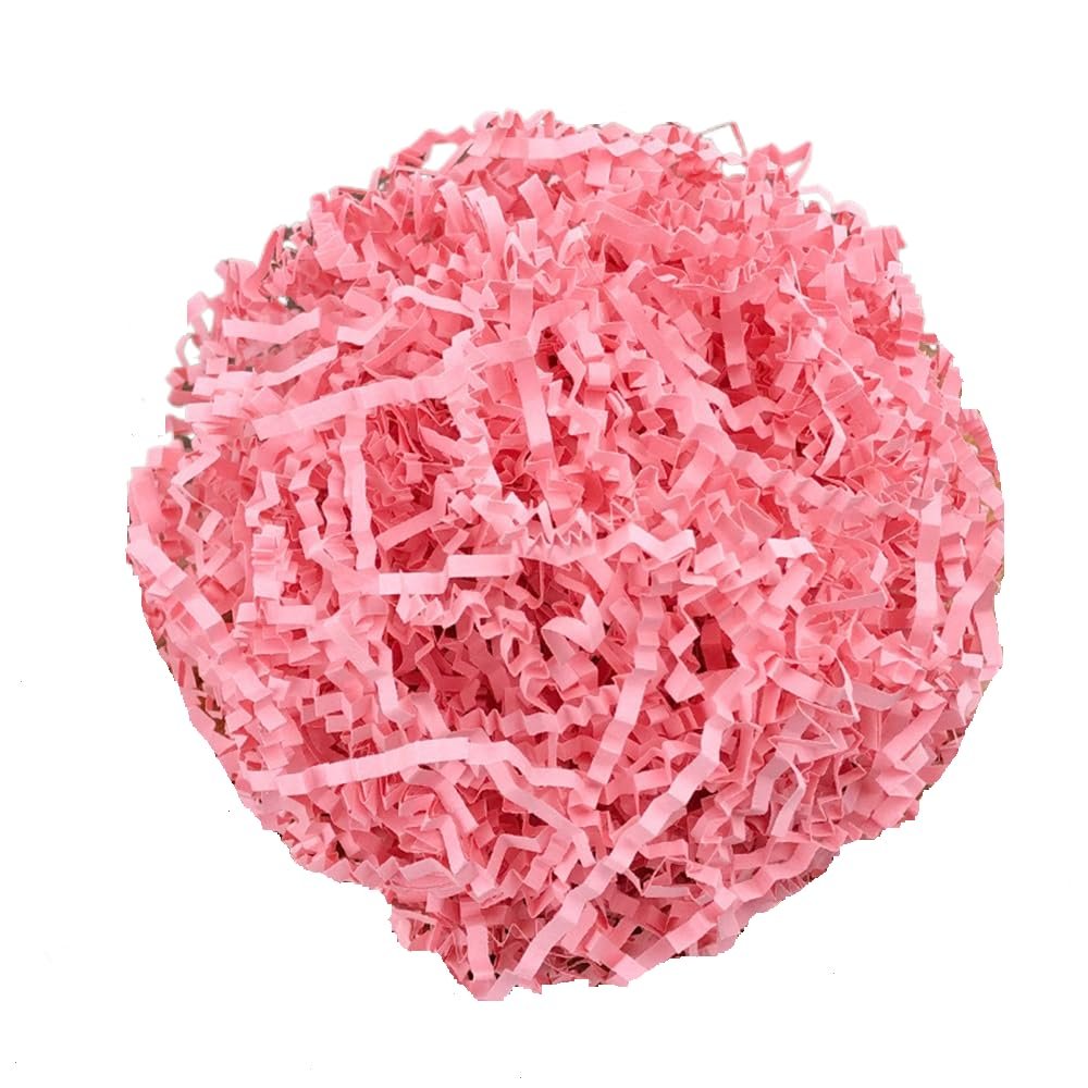 Ankelesz 50g Easter Raffia Grass Paper Shred for Gift Wrapping Basket and Gift Box FillingCrinkle Cut Paper for Wrapping (Pink)
