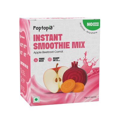 Poptopia Apple Beetroot Carrot Smoothie Mix, Smoothie CHAMP, No Added Preservatives, A Quick, Nutritious, and Delicious drink, All Natural, 0% Sugar, Pack of 5 = 125gms = ~1Litre Fresh Smoothie