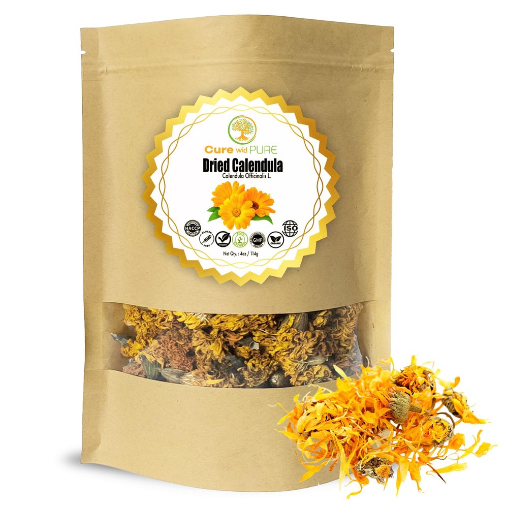 Cure Wid Pure Organic Dried Calendula Flowers 4oz/114g Calendula Tea
