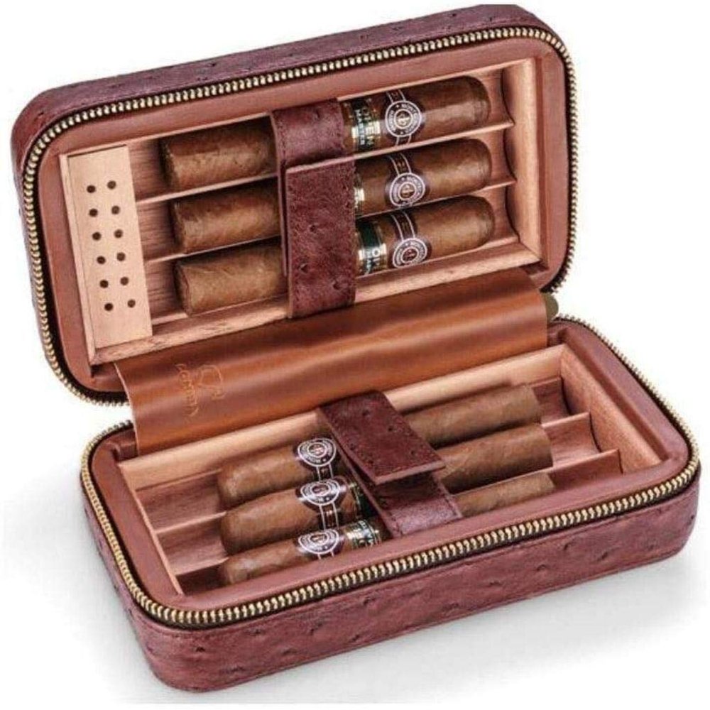 A1DFDFGOQSFG Cigar Box Humidor Cigar Box, Cigar Humidor Travel Portable 6 Sticks Sealed Lining Cedar Wood