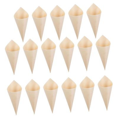 Hoement 150pcs Mini Ice Cream Cups Wooden Cones for Charcuterie Desserts Candy Easy to Carry Use