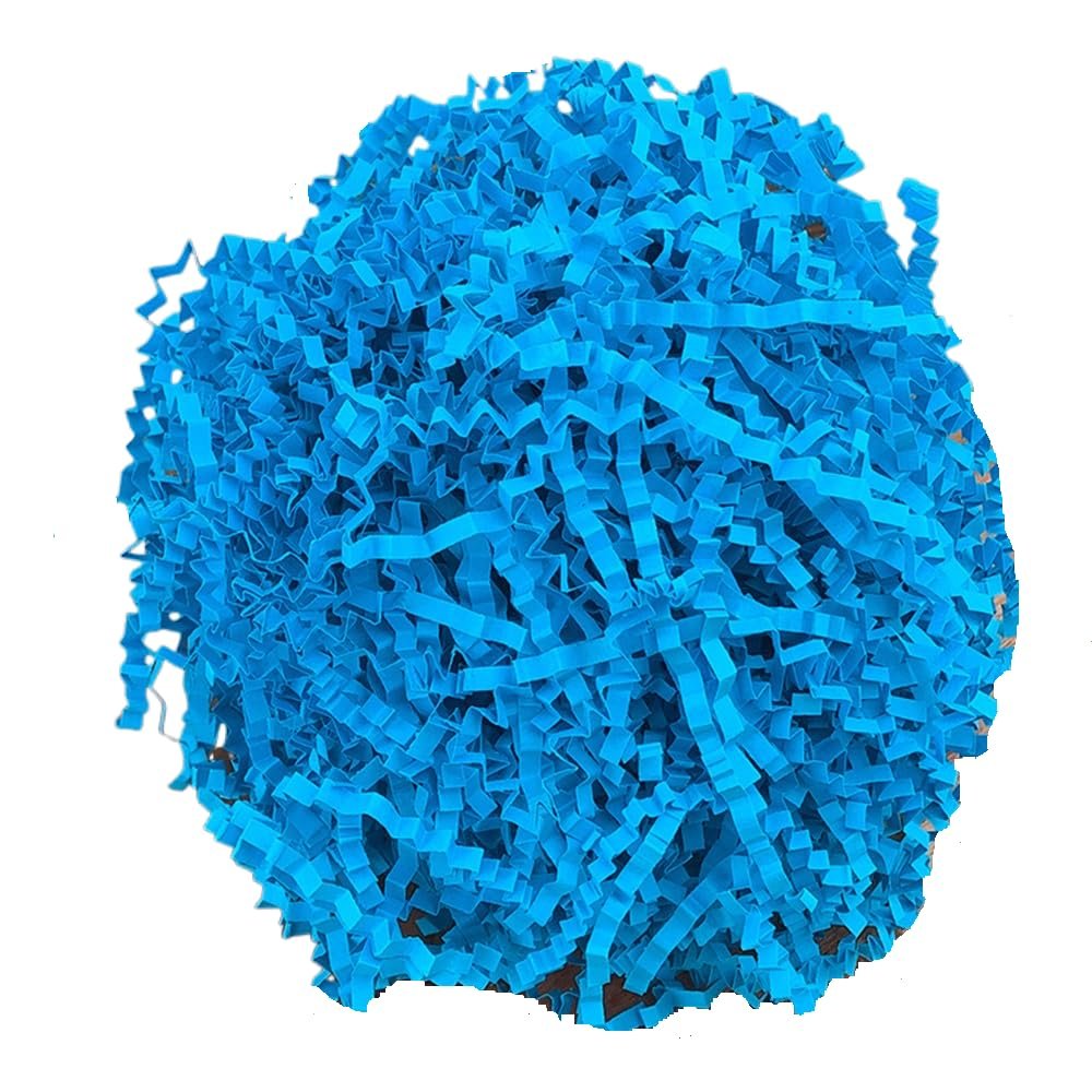 Ankelesz 50g Easter Raffia Grass Paper Shred for Gift Wrapping Basket and Gift Box FillingCrinkle Cut Paper for Wrapping (Blue)