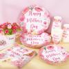JarThenaAMCS 120Pcs Mother's Day Plates Napkins and Cups Happy Mother's Day Party Supplies Pink Mom Flower Theme Tableware for Mommy Birthday Party Decorations, Serve 24 Guests view 4
