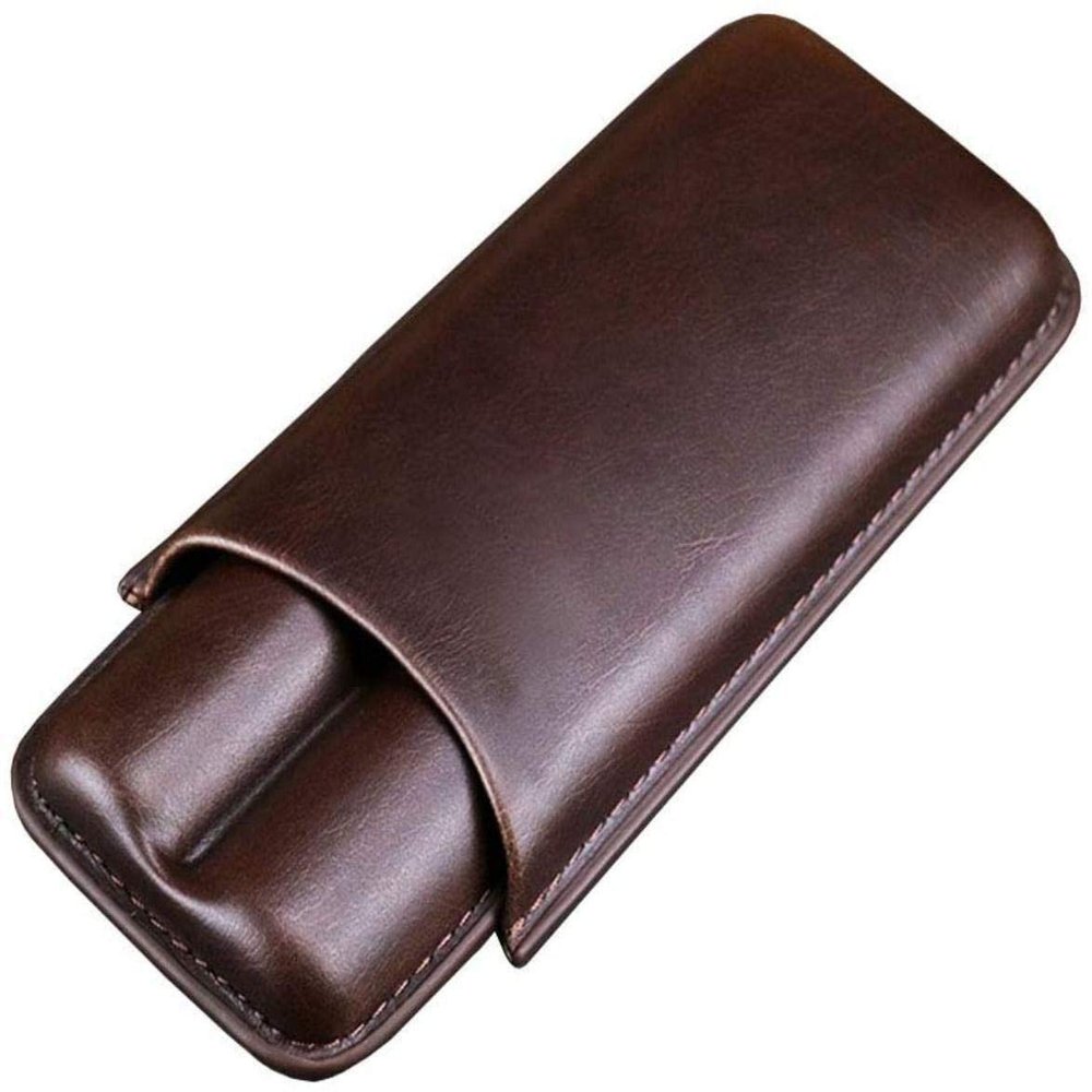A1DFDFGOQSFG Cigar Box Humidor Travel Cigar Humidor Tube Leather Cigar Pouch Portable Cigar Holder Carrying 2 Tubes Cigars Accessories