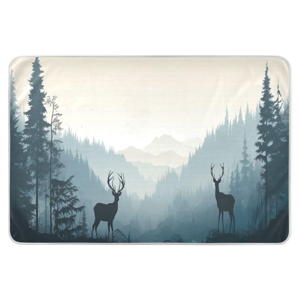 GOODOLD Washable Bed Pad for Incontinence 34" x 52" - Large Reusable Waterproof Mattress Protector with Non-Slip Back for Kids and Adults (Deer Forest)