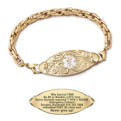 ASTERY Custom Medical Alert Bracelet for Women with Free Engraving,Personalized Emergency Identification Bracelet Waterproof Diabetic Women's Medical Alert ID Bracelet