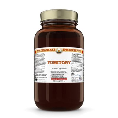 Fumitory (Fumaria Officinalis) Dry Herb Tincture, Made in Hawaii, Raw Materials, All Natural, Vegan, Pure Liquid Extract - 32 fl.oz