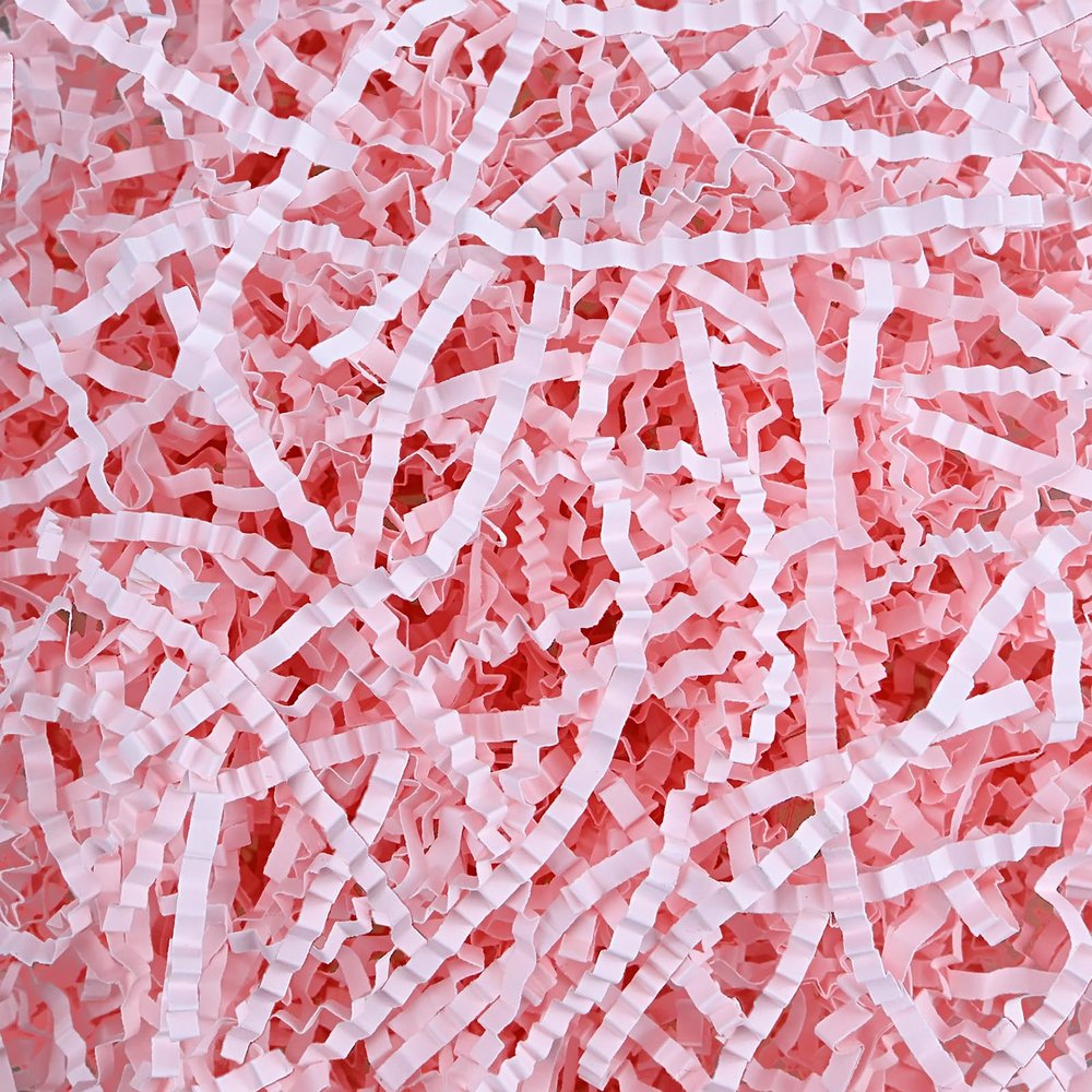 Raissily 1.5LB/700g Crinkle Cut Paper Shred Filler, Packing Grass Cushion Paper for Mother's Day Wedding Birthday Anniversary Valentine's Day Confetti Box Filling Wrapping Gift Decoration (Light Pink)