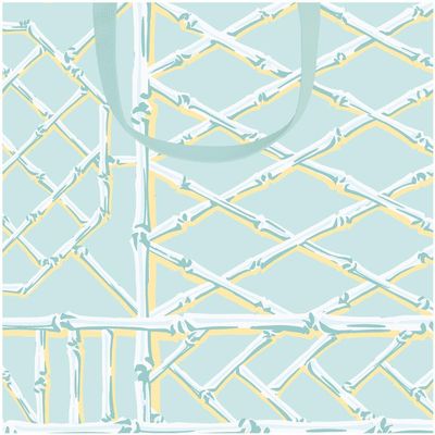 Caspari Bamboo Screen in Robin's Egg Small Square Gift Bags - 1 Gift Bag Included