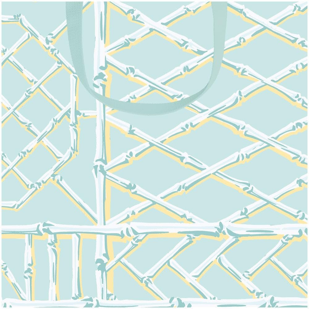 Caspari Bamboo Screen in Robin's Egg Small Square Gift Bags - 1 Gift Bag Included