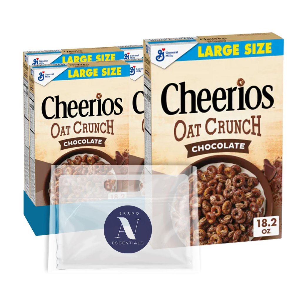 Cheerios Oat Crunch 4-Pack of Chocolate Cereal, Gluten Free with Whole Grain Oats 18oz Box Large Size + 1 Utility Freebie by Lavinia
