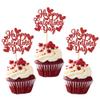 24 Pack Happy Galentine's Day Cupcake Toppers Red Glitter Sweet Love Heart Love You Valentine Cupcake Food Picks Happy Valentine's Day Theme Birthday Party Cake Decorations Supplies view 1