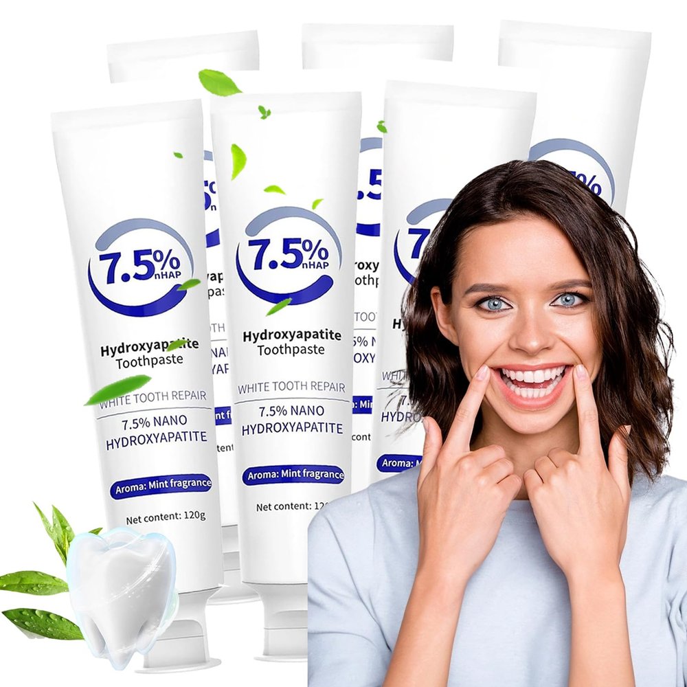 7.5% Hydroxyapatite ToothpasteToothpastes Hydroxyapatite for Enamel Protection and Tooth Strengthening, for Sensitive Teeth, Daily Protection, Long-Lasting Fresh Breath, 4.23Oz (6)