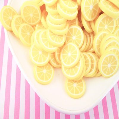 10 Large Polymer Clay Lemon Slices, Faux Fruit for Crafts, Miniature Lemon Decorations, DIY Projects
