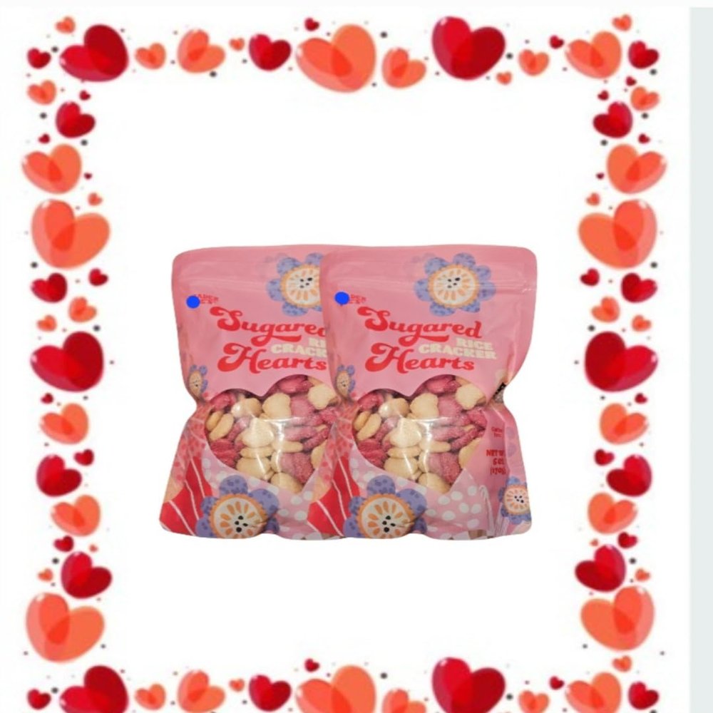 Sugared Rice Cracker Valentines Hearts