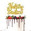 Nuestro Bautizo Cake Topper, Christening, Baby Shower, Baby's 1st Birthday Party Decorations Supplies, Gold Glitter view 1