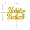 Nuestro Bautizo Cake Topper, Christening, Baby Shower, Baby's 1st Birthday Party Decorations Supplies, Gold Glitter view 2