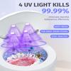 Dental Ultrasonic Retainer Cleaner Machine 45kHz, UV Denture Cleaner with 4 Modes Digital Timer, Portable 200ML UltraSonic Cleaning Pod for Night Mouth Guard, Aligner, Braces, Jewelry and More-White view 3