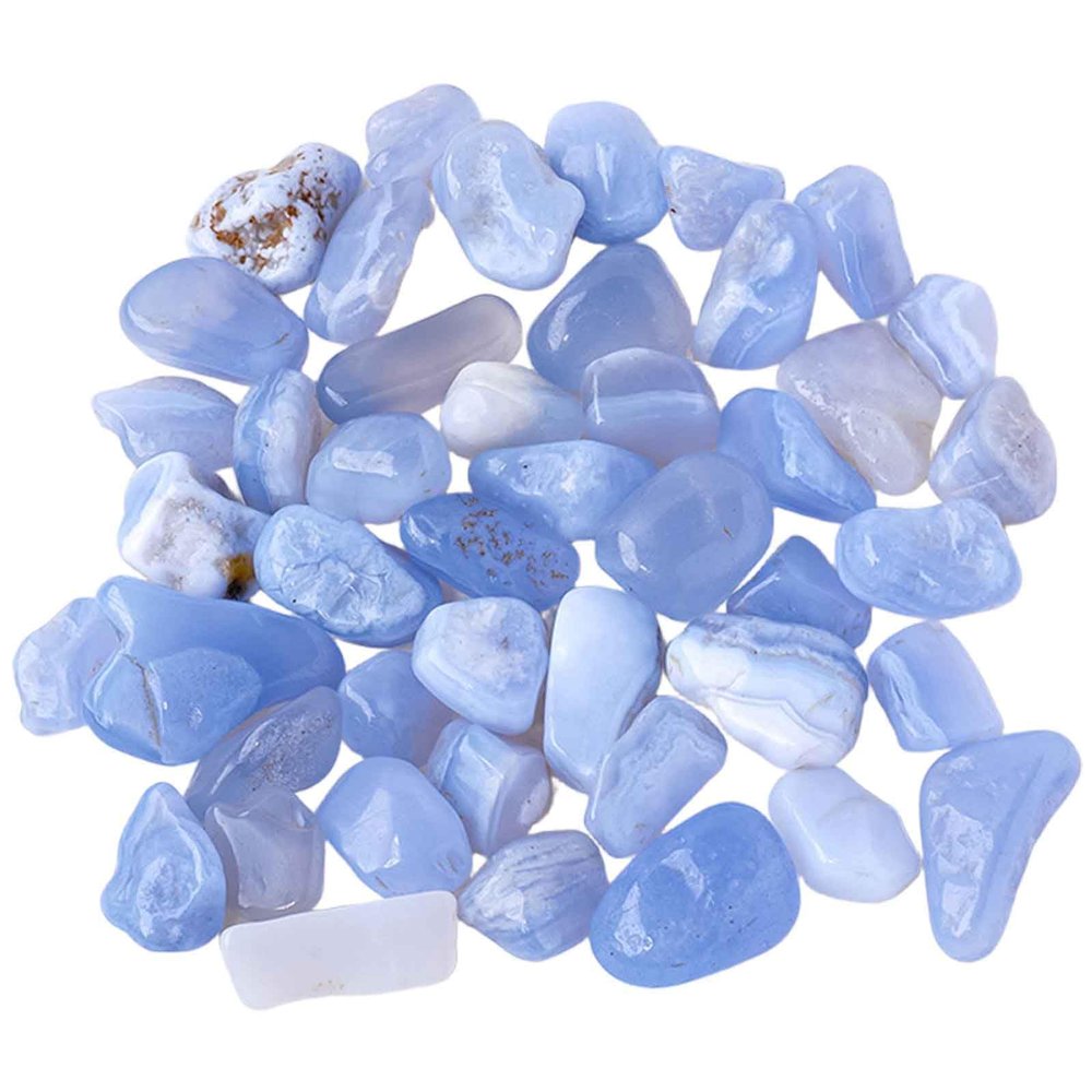 0.22lb Natural Polished Crystal Stone Set Handpicked Tumbled Stones and Crystals Bulk for Healing, Reiki, Meditation, Witchcraft and Home Decor,Blue Chalcedony