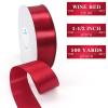 100 Yard Ribbon,1-1/2 Inch Wine Red Satin Ribbon for Valentines Day Flower Bouquet Arts Crafts Sewing Each Roll for Trim Bow Merry Christmas Decoration view 2
