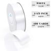 100 Yard Ribbon,1-1/2 Inch White Satin Ribbon for Valentines Day Flower Bouquet Arts Crafts Sewing Each Roll for Trim Bow Merry Christmas Decoration view 2