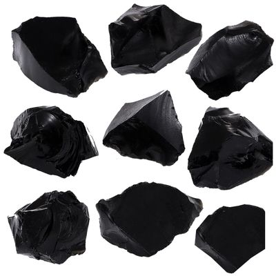 1Lb Black Obsidian Crystal Rocks Raw Stones for Tumbling, Black Obsidian Crystals Bulk Rough Gemstone for Jewelry Making, Healing, Meditation, Sculpture