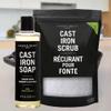 CARON & DOUCET - Cast Iron Cleaning Bundle - Cast Iron Soap & Cast Iron Scrub - 100% Plant Based Formulation & Best for Cleaning Care, Washing, Restoring & Seasoning Skillets, Pans & Grills view 1