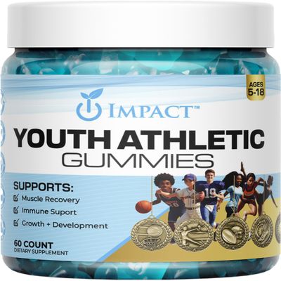 Youth Athletic Gummies Kids Multivitamin Gummies with Essential Nutrients, Immune & Energy Support, Vegan & Gelatin-Free, Includes Vitamins A, C, B3, B12, Omega-3, Zinc Ages 5-18
