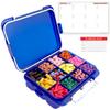 12 Compartment Large Pill Case with Airtight Seal - Silicone Gasket Waterproof Med Box with Medication Map and Medical Alert Card (Blue, 1 Pack) view 1