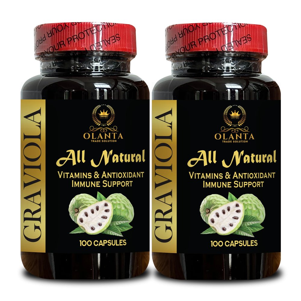 Graviola Extract - Natural Digestion aid, Supports a Healthy Immune System, High-Potency Graviola, Antioxidant Supplements, Natural enegry Support - 2 Bottles 200 Capsules