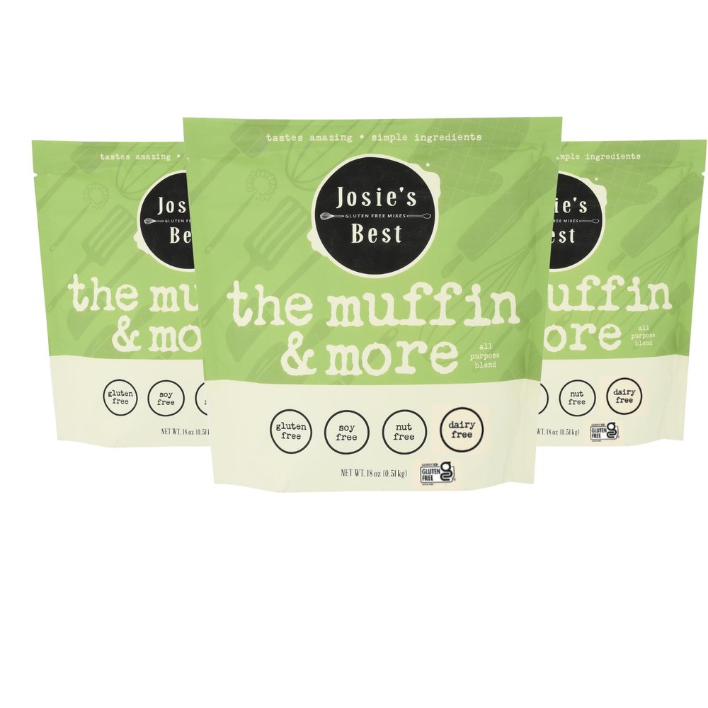 Josie's Best Gluten Free All Purpose blend, The Muffin & More Mix, No Sugar Added (free from Soy, Nuts & Dairy too!) BULK 3Pack gluten free flour for baking.