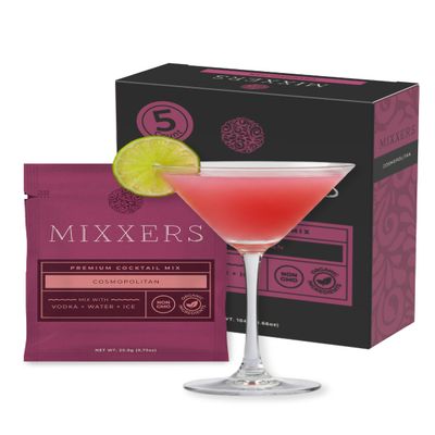 Mixxers Cosmopolitan Premium Cocktail Mix Packets, Easy On the Go Vegan & Gluten Free Mixers, 5 Count (Pack of 1)