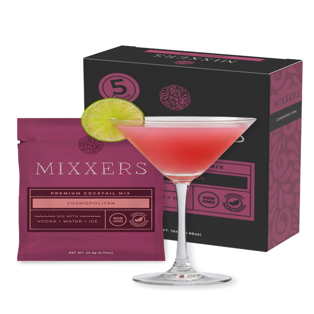 Mixxers Cosmopolitan Premium Cocktail Mix Packets, Easy On the Go Vegan & Gluten Free Mixers, 5 Count (Pack of 1)
