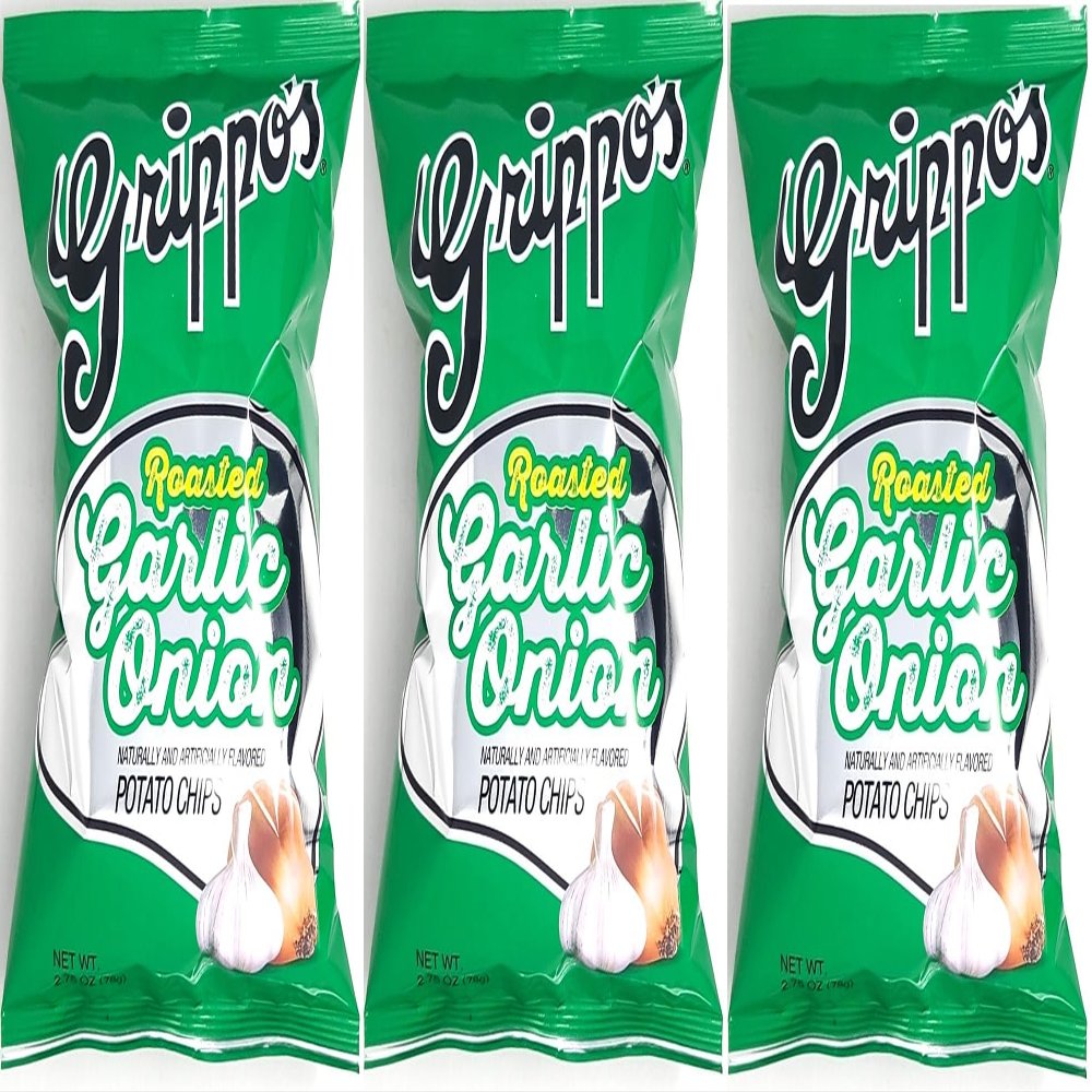 3 pack of Roasted Garlic and Onion Chips by Grippo's 2.75oz Bags