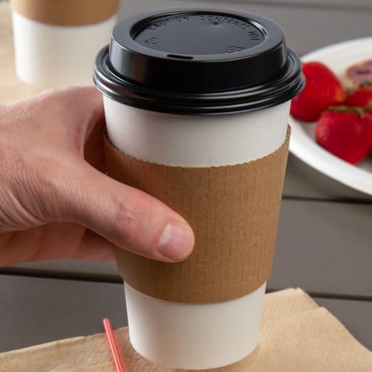 10OZ White Coffee Hot Cup with Lids and Sleeves Combo Set, To Go Cups for Hot Beverages, Perfect for Hot Coffee, Cocoa, and Chocolate (200)