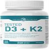 Tested Nutrition D3 + K2 Softgels | 1000 IU Vitamin D3 & 120 mcg Vitamin K2 in Organic Coconut Oil | Improved Absorption, Immune Support, Cardiovascular Health Support | 240 Softgels view 1