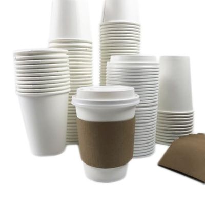 10OZ White Coffee Hot Cup with Lids and Sleeves Combo Set, To Go Cups for Hot Beverages, Perfect for Hot Coffee, Cocoa,and Chocolate (200)