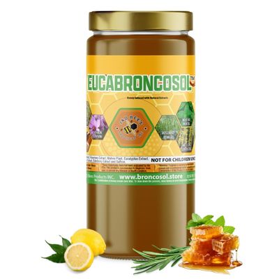 EUCABRONCOSOL Honey Syrup with Thyme, Eucalyptus, Mint & Natural Extracts | Soothing Herbal Syrup with Elderberry & Saffron, 12oz