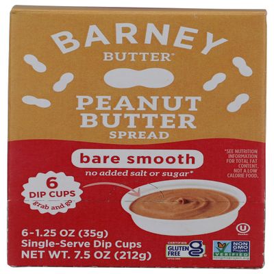 BARNEY BUTTER Bare Peanut Butter Dip Cups 6ct, 1.25 OZ