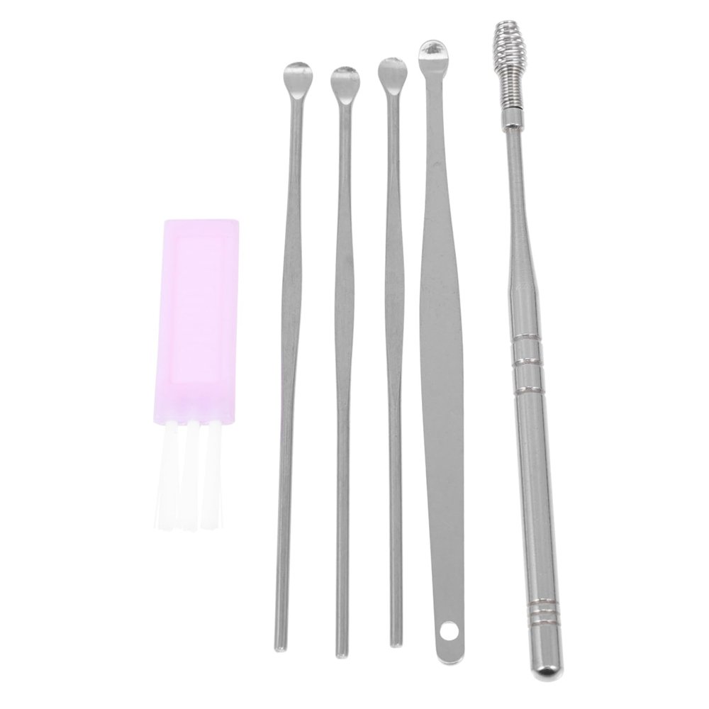 FONDOTIN Spiral Earwax Removal Tool Sturdy Stainless Steel Ear Cleaning Kit Storage Canister
