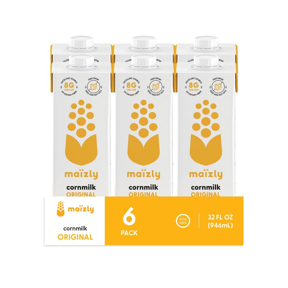 Maizly Original Corn Milk, Milk Alternative, Planted Based, AllergenFree, SeedOilFree, Smooth & Delicious Flavor, Ideal for Coffee, Baristas, Cooking, Baking & Daily Use, Excellent Source of Fiber & Vitamins A, D, E and a Good Source of Calcium, 3