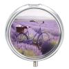 Pill Box Lavender Field Bike Round Metal Pill Case with 3 Compartments Portable Mini Medicine Drug Holder Travel Medicine Tablet Vitamin Holder Organizer view 1