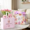 STYPOP 6 Pack 13" Large Mothers Day Gift Bags with Tissue Paper, Reusable Non-Woven Pink Gift Bags with Handles, Mothers Day Gifts for Mom/Grandma/Friends, 12.8"*10.2"*6.3" view 4