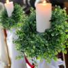 4 Pcs Spring Summer Candle Rings Green Boxwood Wreaths 3 Inch Green Boxwood Candle Rings Pillars Kitchen Cabinet Wreaths Mini Candle Wreath for Wedding Party Decor view 2