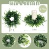4 Pcs Spring Summer Candle Rings Green Boxwood Wreaths 3 Inch Green Boxwood Candle Rings Pillars Kitchen Cabinet Wreaths Mini Candle Wreath for Wedding Party Decor view 3